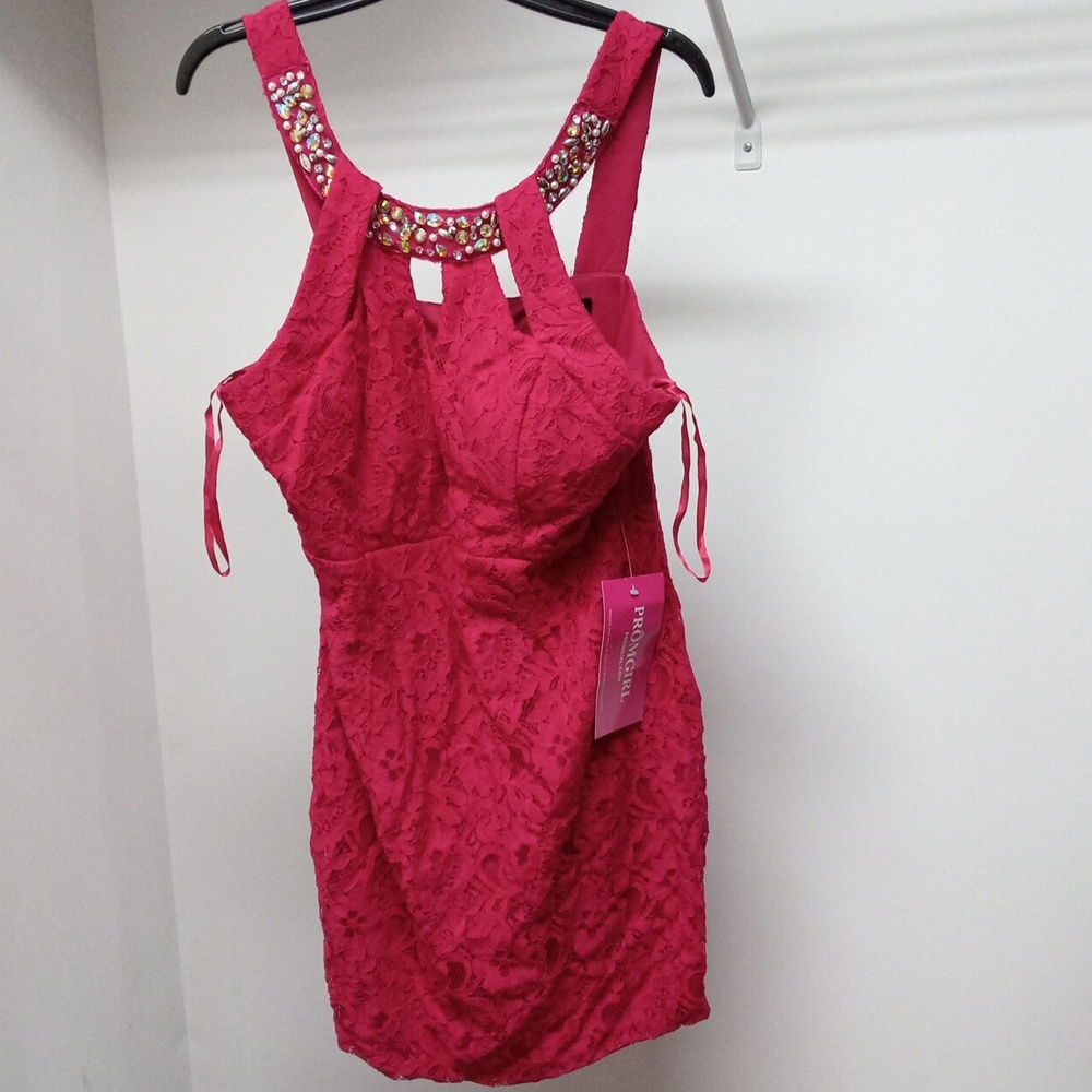 As u wish red rhinestone embellished dress